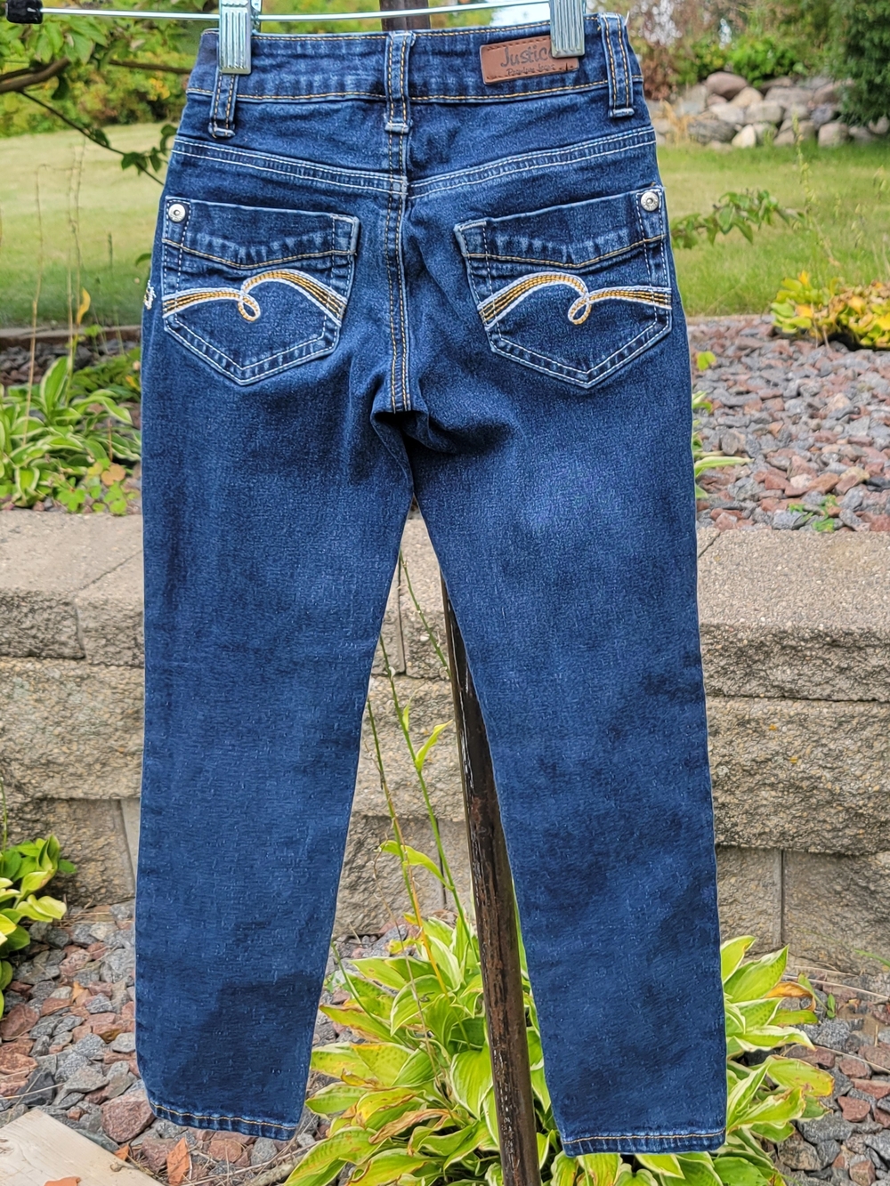 Justice Girls' Dark Blue Stretch Jeans - Picture 3 of 5